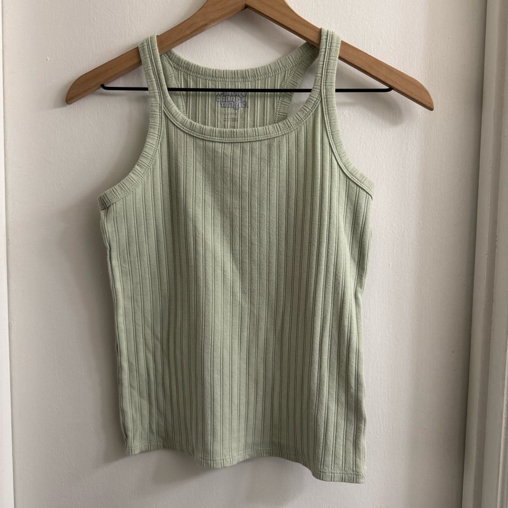 More Than Magic Light Green Ribbed Tank Top